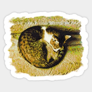 Sleepy Cat Watercolor Expressionism Sticker